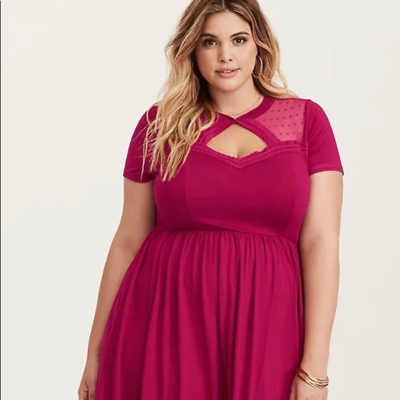 🦄 Torrid dark pink jersey knit dress 1X NEW - Picture 3 of 8